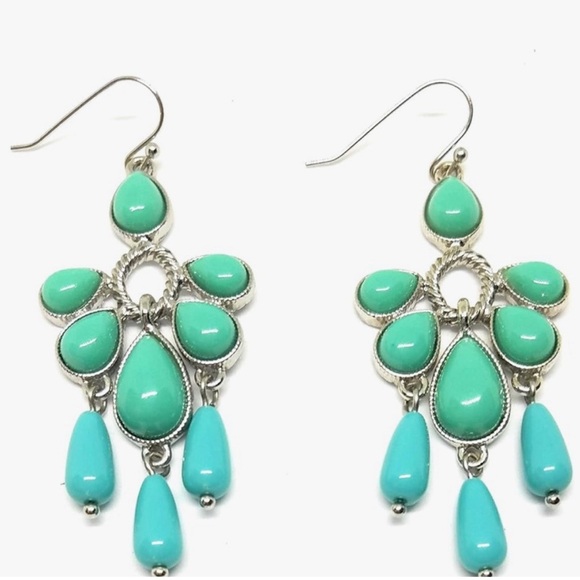 Jewelry - Retired Lia Sophia turquoise waterfall earrings- RARE - NWT IN BOX!
